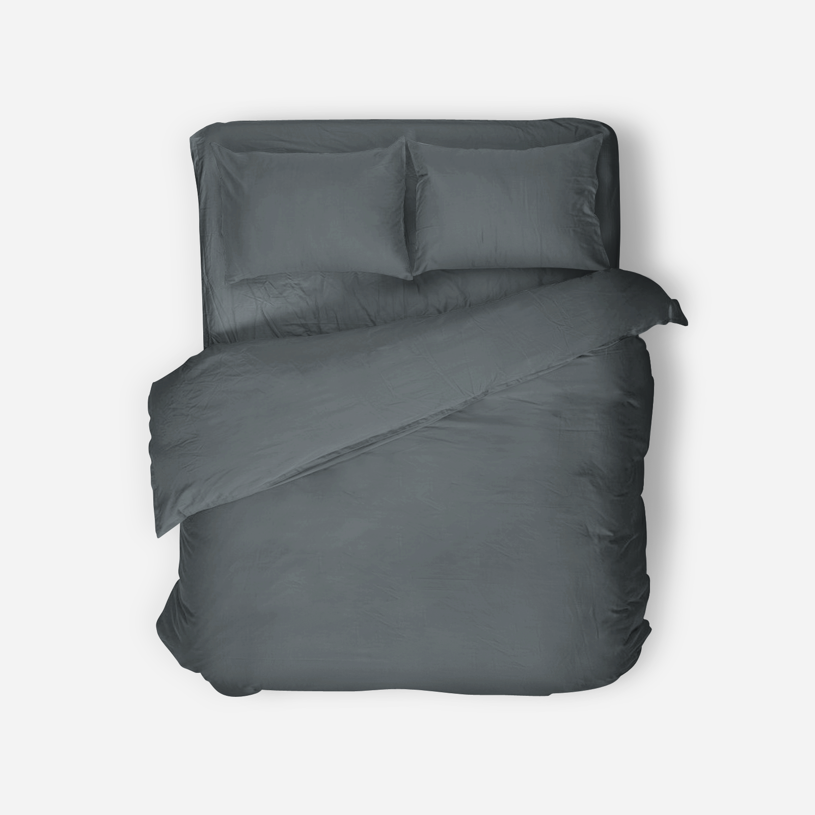 Make your bed the centerpiece of calm. This 4-piece charcoal grey sheet set blends sleek design with breathable comfort.