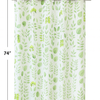 Floral green hookless shower curtain with snap-in liner, waterproof and easy to install, size 71 x 74 inches.