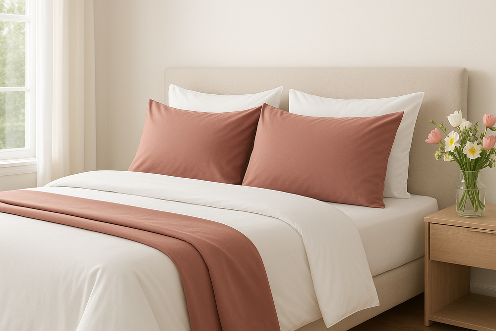 Shop premium white and old rose cotton bedsheets from Ulap Bedsheet US. Designed for comfort, elegance, and all-season coziness. Add a fresh spring touch to your bedroom today.