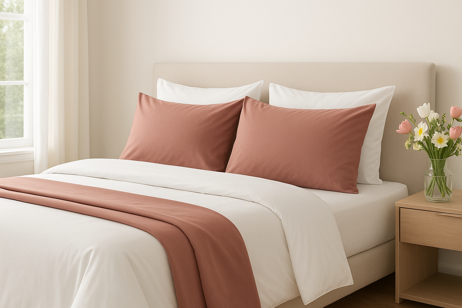 Shop premium white and old rose cotton bedsheets from Ulap Bedsheet US. Designed for comfort, elegance, and all-season coziness. Add a fresh spring touch to your bedroom today.
