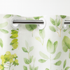 Stylish botanical shower curtain in green, hookless design, easy care with snap-in liner.