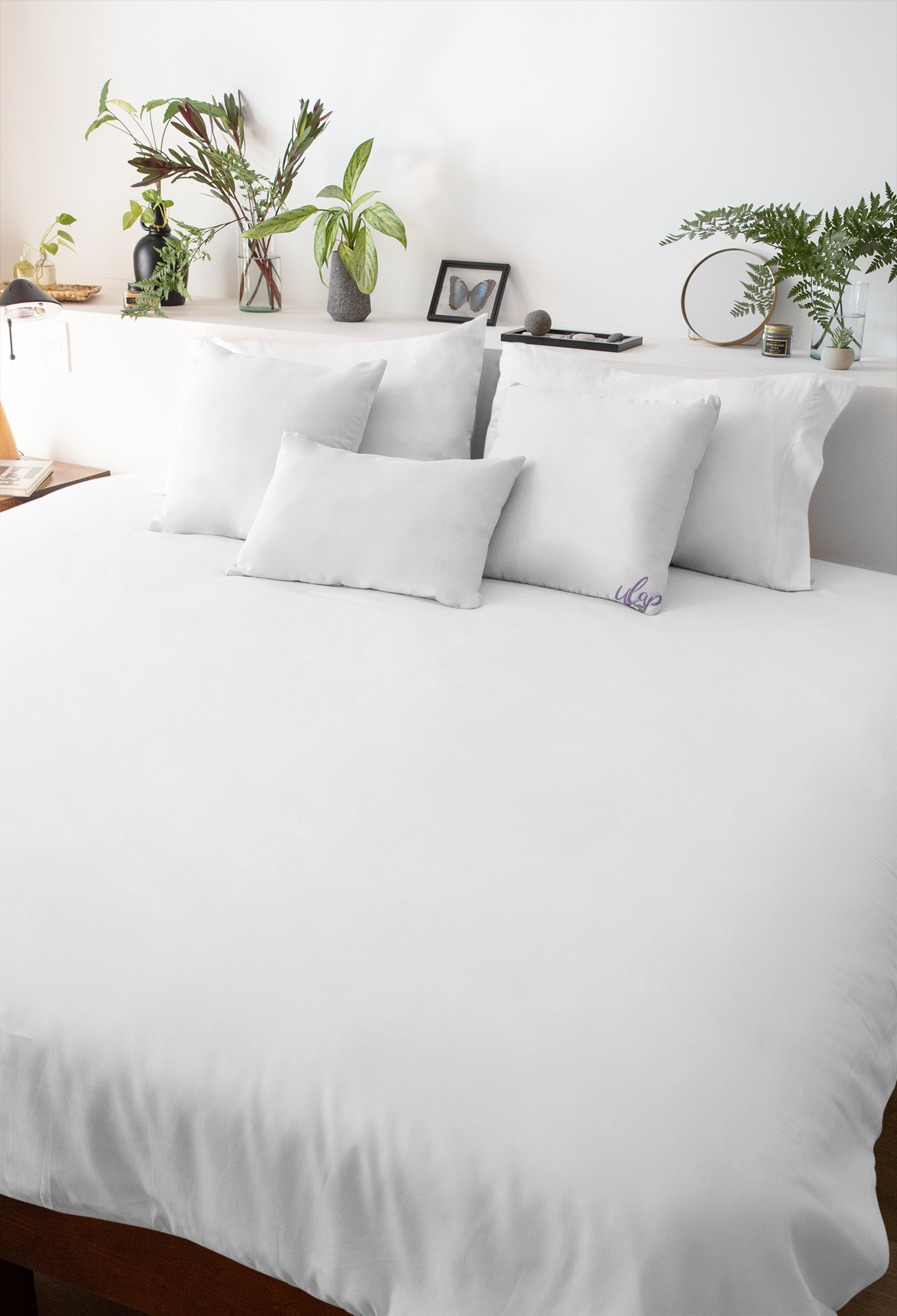 Premium Hypoallergenic White Minimalist Bedsheet by Ulap Bedsheet US front view